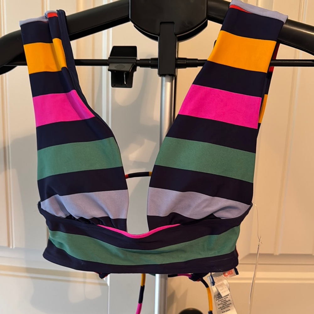 Gianni Bini Blue and Yellow Striped Top